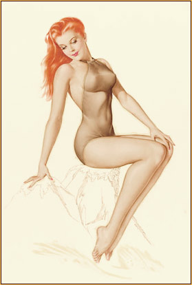 Alberto Vargas original watercolor on board painting depicting a female seminude in lingerie