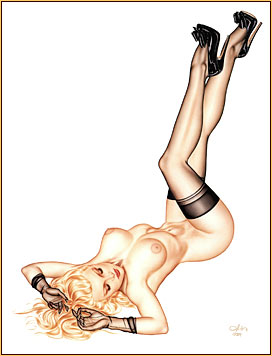 Olivia De Berardinis original lithograph of a female nude in high heels
