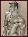 Tom of Finland original limited edition color lithograph depicting a male nude