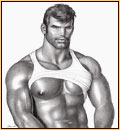 Tom of Finland original graphite on paper drawing depicting a male seminude in a tank top