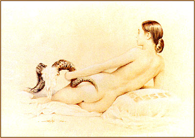 Walter Girotto colored pencil drawing depicting a female nude