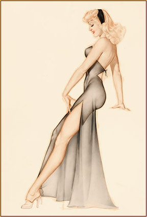 Alberto Vargas original watercolor on board painting depicting a female seminude in a negligee