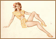 Alberto Vargas original watercolor on paper painting depicting a female seminude in a swimsuit